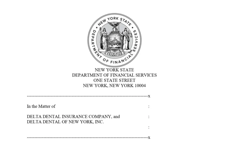 Cover sheet of the DFS settlement with Delta Dental
