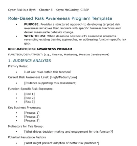 Role Based Risk Awareness Program Template cover