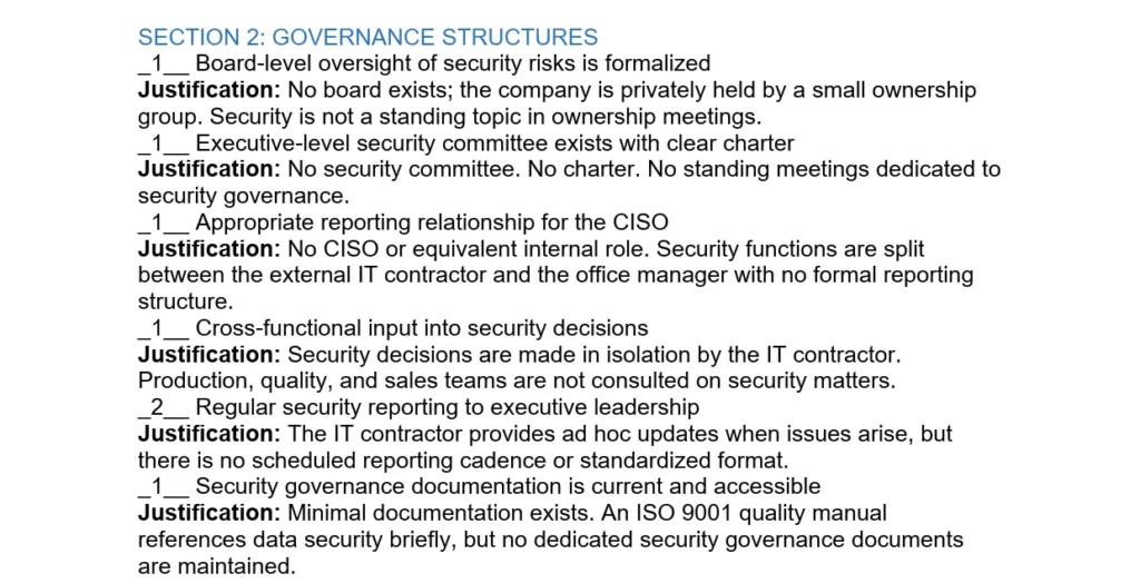 Chapter 7 Security Governance Maturity Assessment Demo