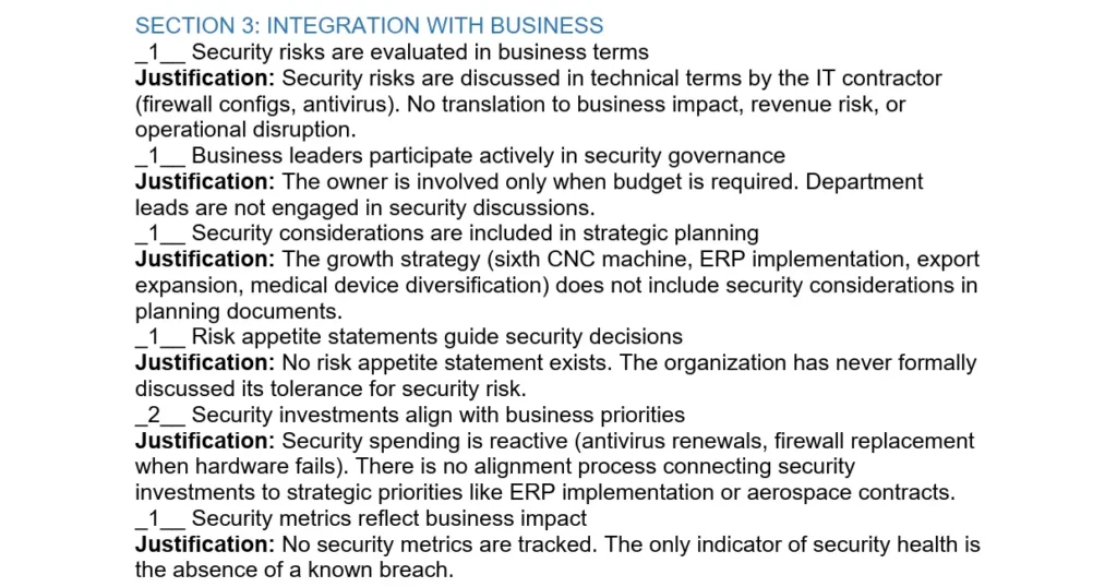 Chapter 7 Security Governance Maturity Assessment Demo