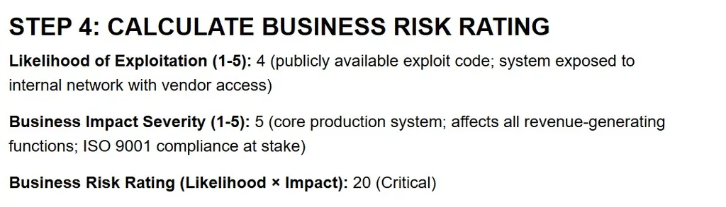 Step 4 vulnerability to business impact