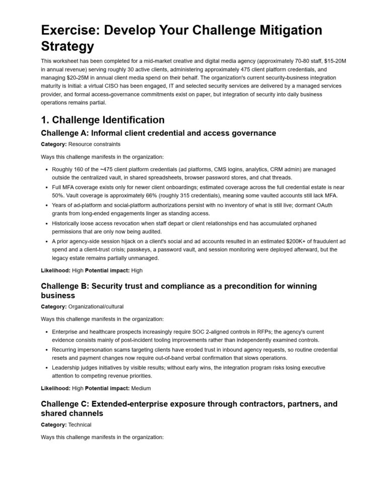 Exercise: Develop Your Challenge Mitigation Strategy