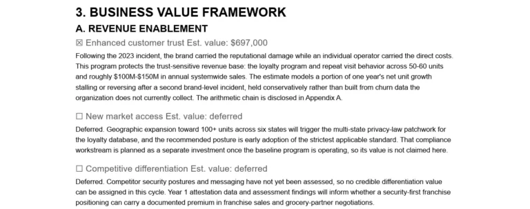 Security Investment Business Case